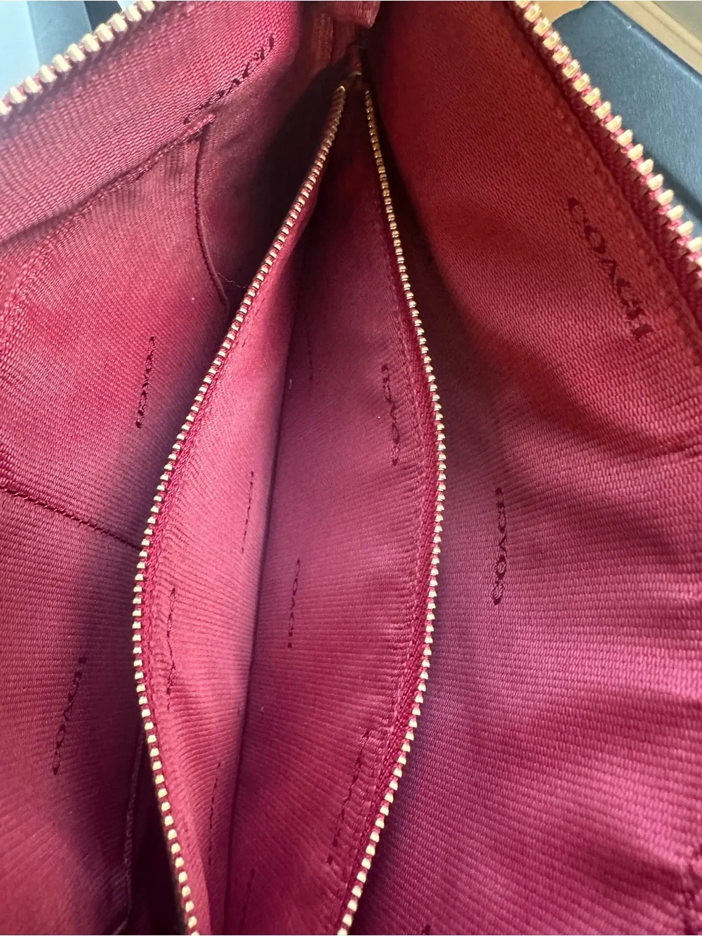 Coach Red Leather Messenger Crossbody with Gold Hardware